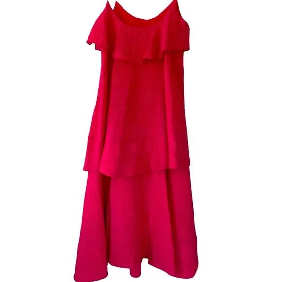 CLUB MONACO Tiered Maxi Dress spaghetti straps neck slip pink rose layered dress - Picture 9 of 9